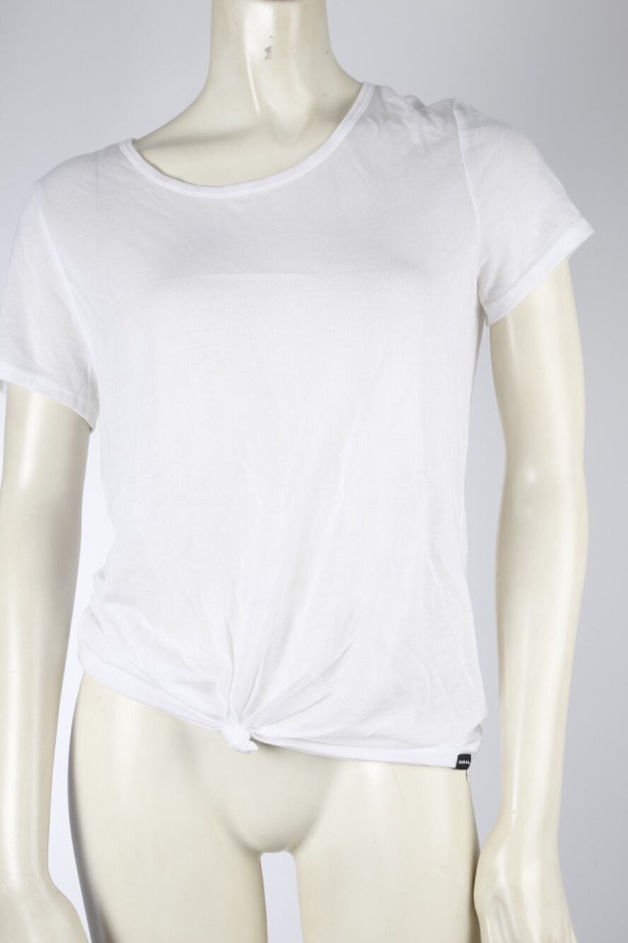 Koral By Ilana Kugel White Tencel Knot Front Short Sleeve T-Shirt Tee Size S